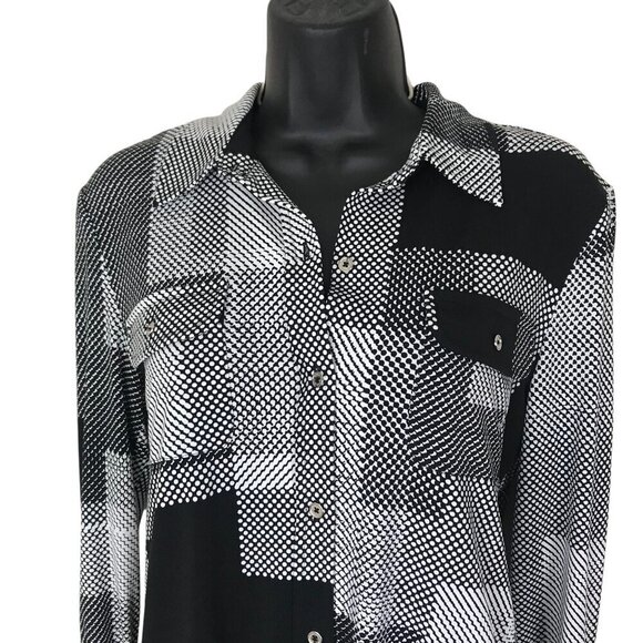 Karl Lagerfeld Stunning Black & White Button Down Shirt Size S - Picture 3 of 7
